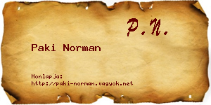 Paki Norman névjegykártya